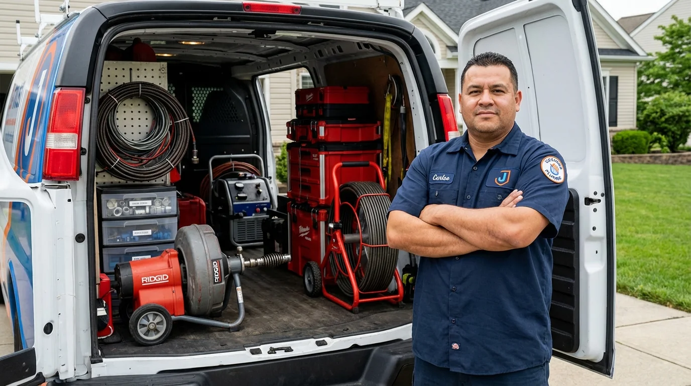 Professional drain cleaning equipment and Johns Plumbing LLC plumber in Weston