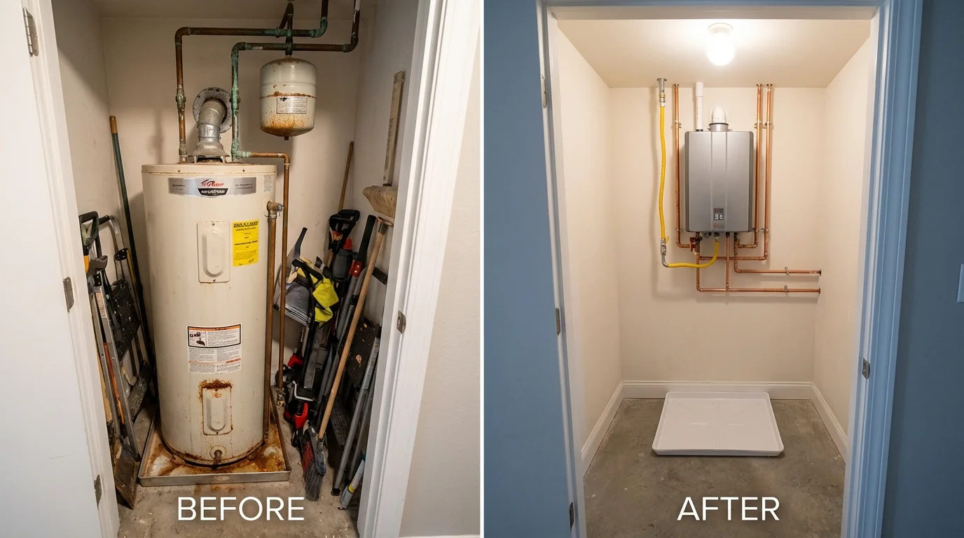 Tank water heater versus wall-mounted tankless unit comparison for Weston, WV homeowners